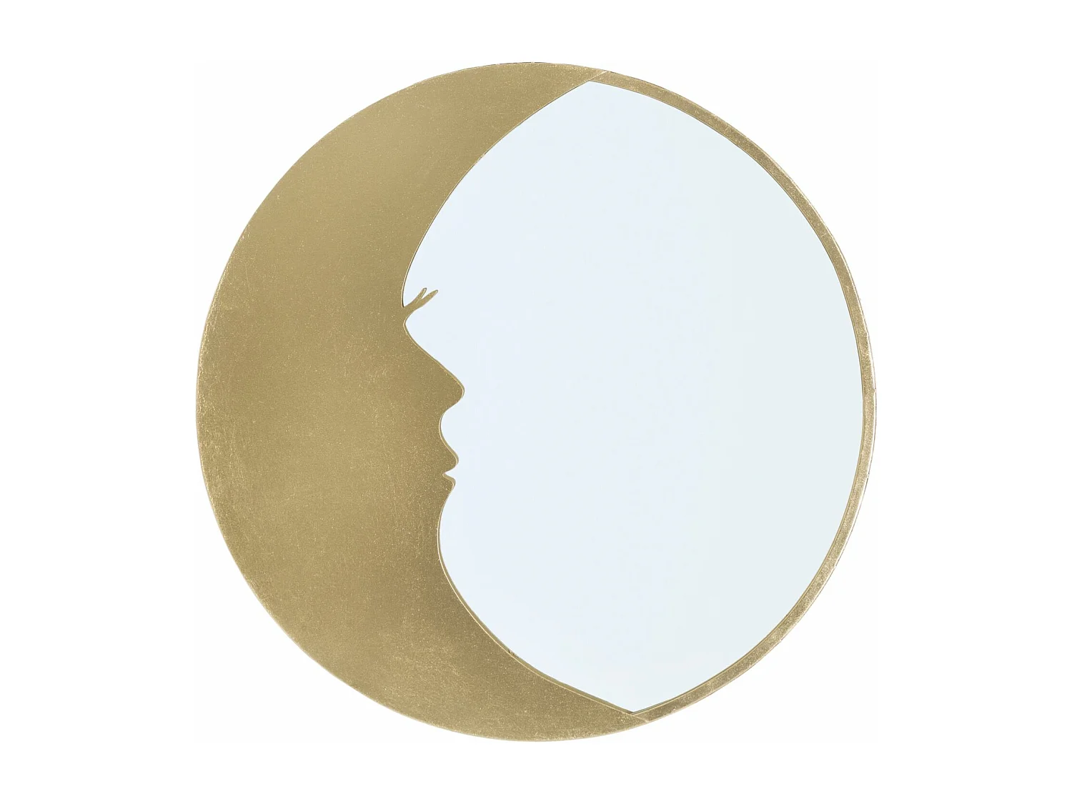 Specchio da parete con mezzaluna in metallo dorato Ø cm 72,5x2,3