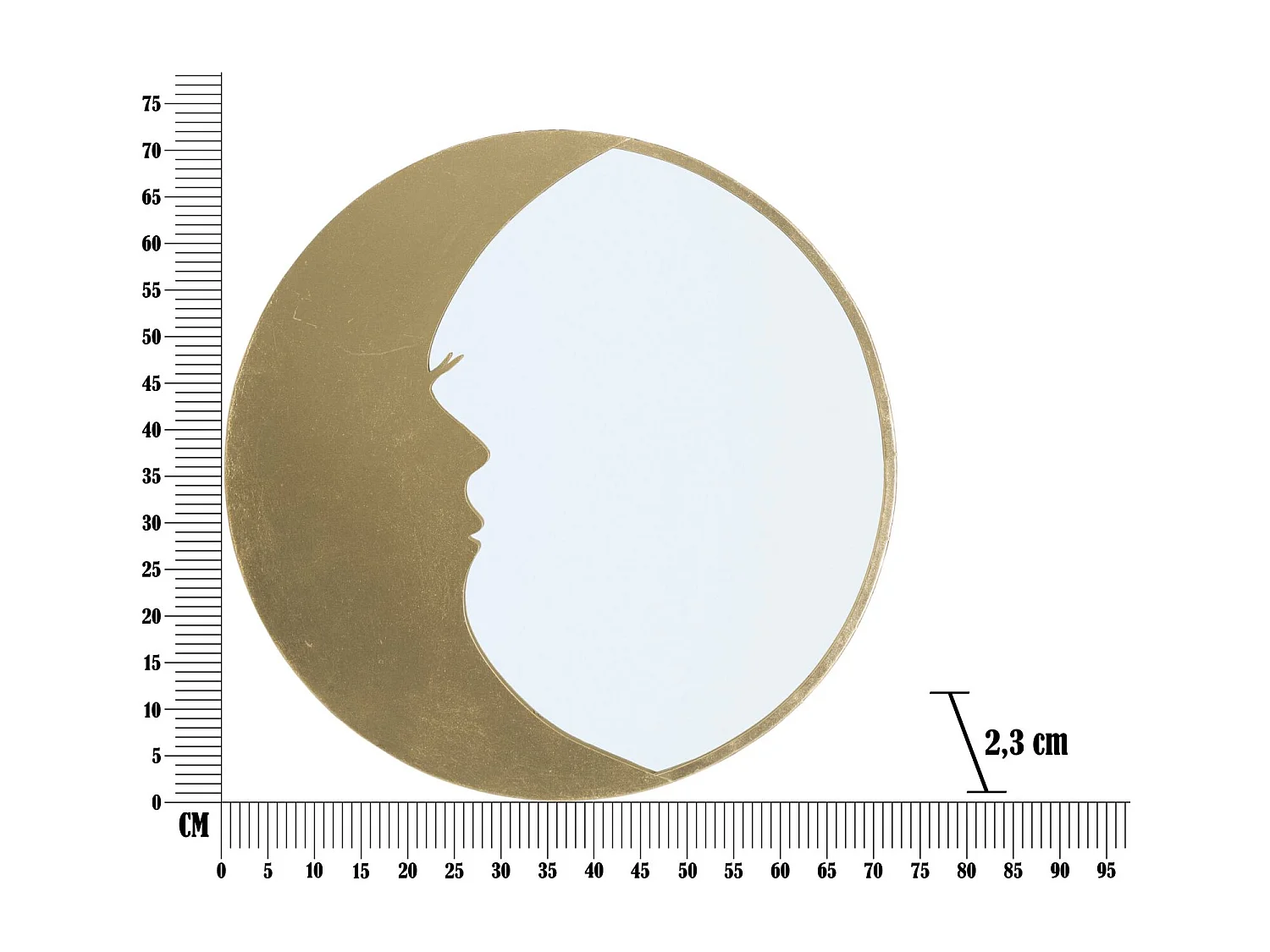 Miroir Mural Design "Moon" 72cm Or