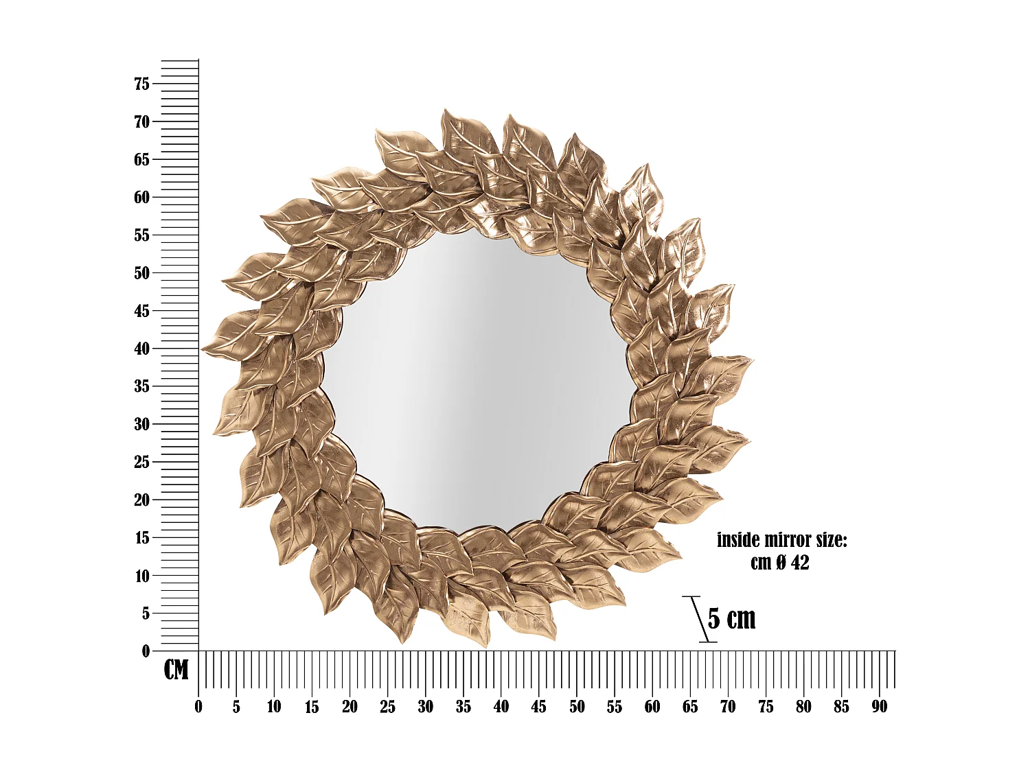 Miroir Mural Design "Corolle" 73cm Cuivre