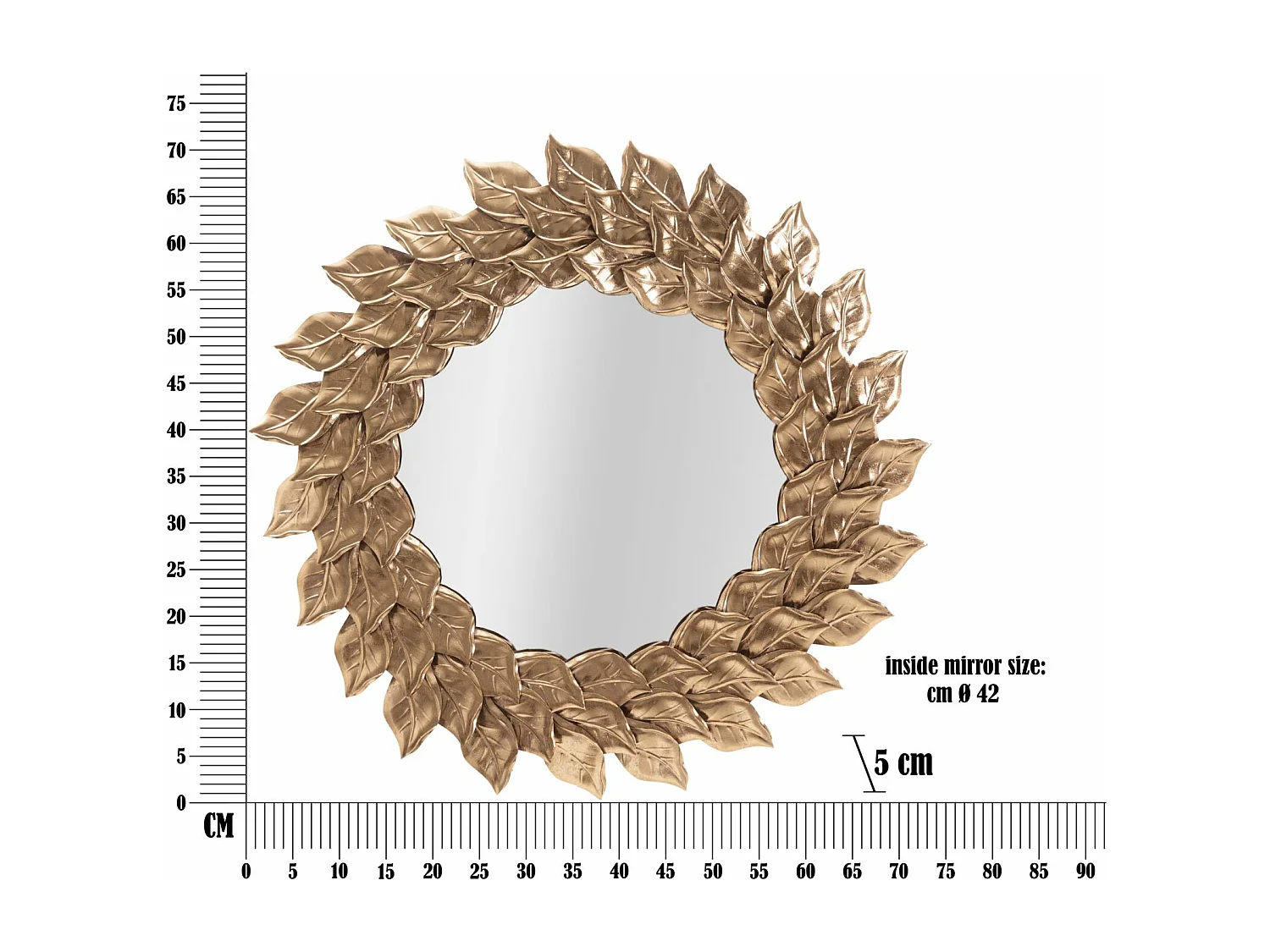 Miroir Mural Design "Corolle" 73cm Cuivre