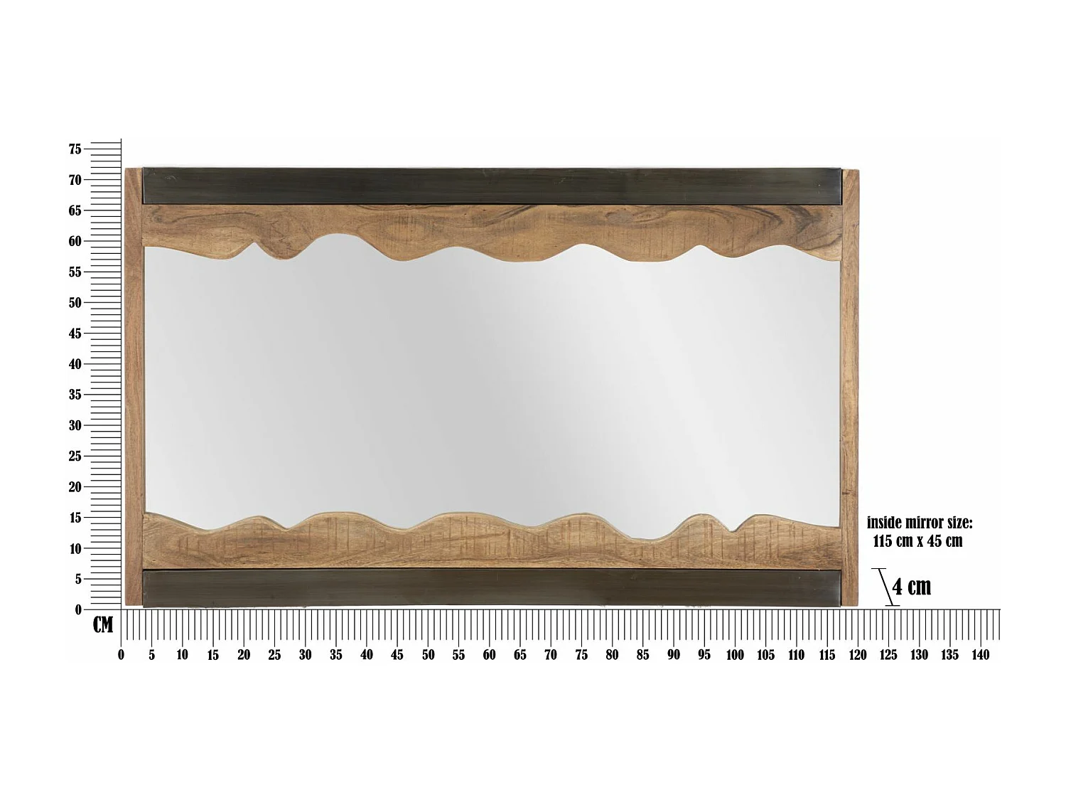 Miroir Mural Design en Bois "Yellowstone" 120cm Marron