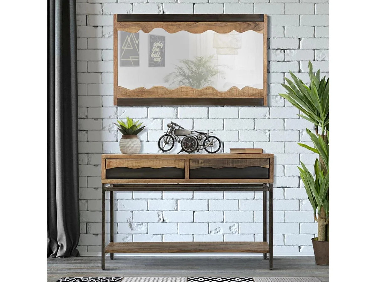 Miroir Mural Design en Bois "Yellowstone" 120cm Marron