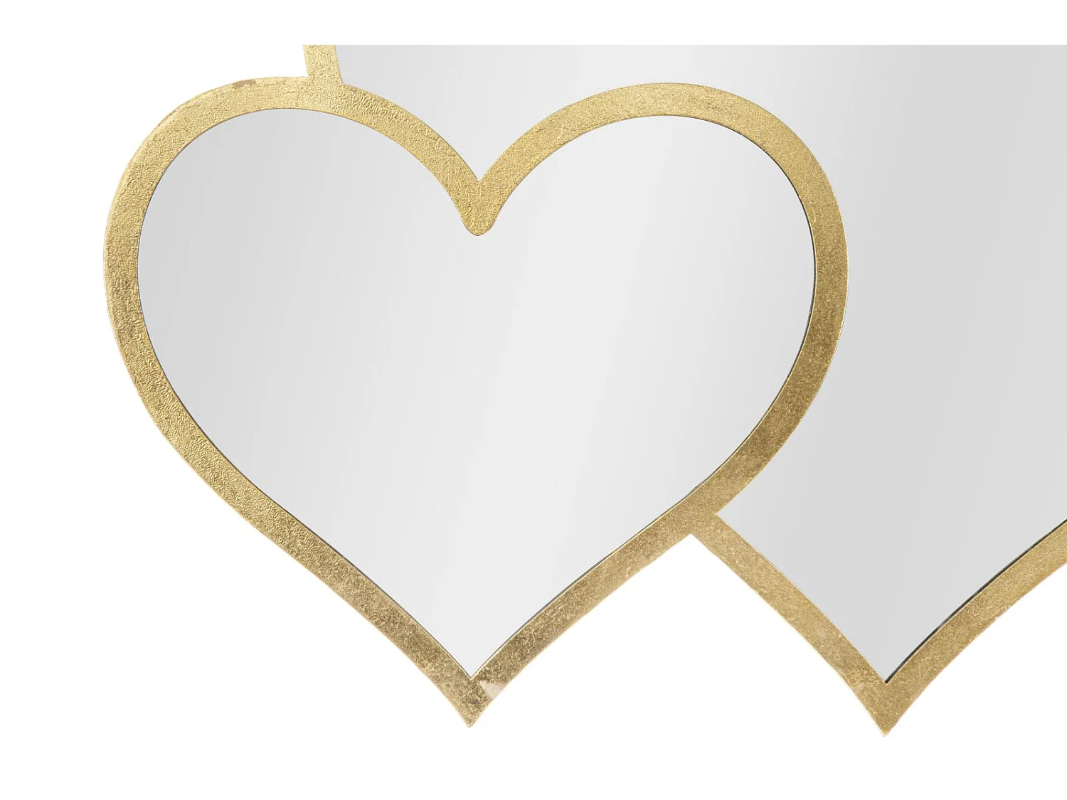 Double Miroir Mural Déco "Cœurs" 65cm Or