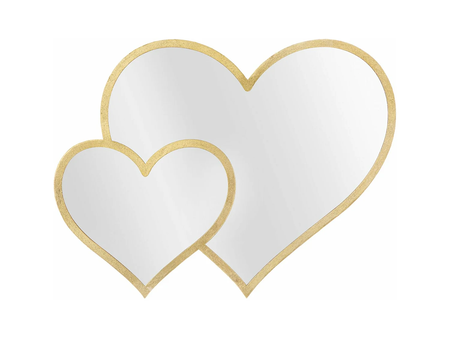 Miroir Mural Glam Double Heart - Forme de Cœurs en Métal Doré - 65x2x50 cm