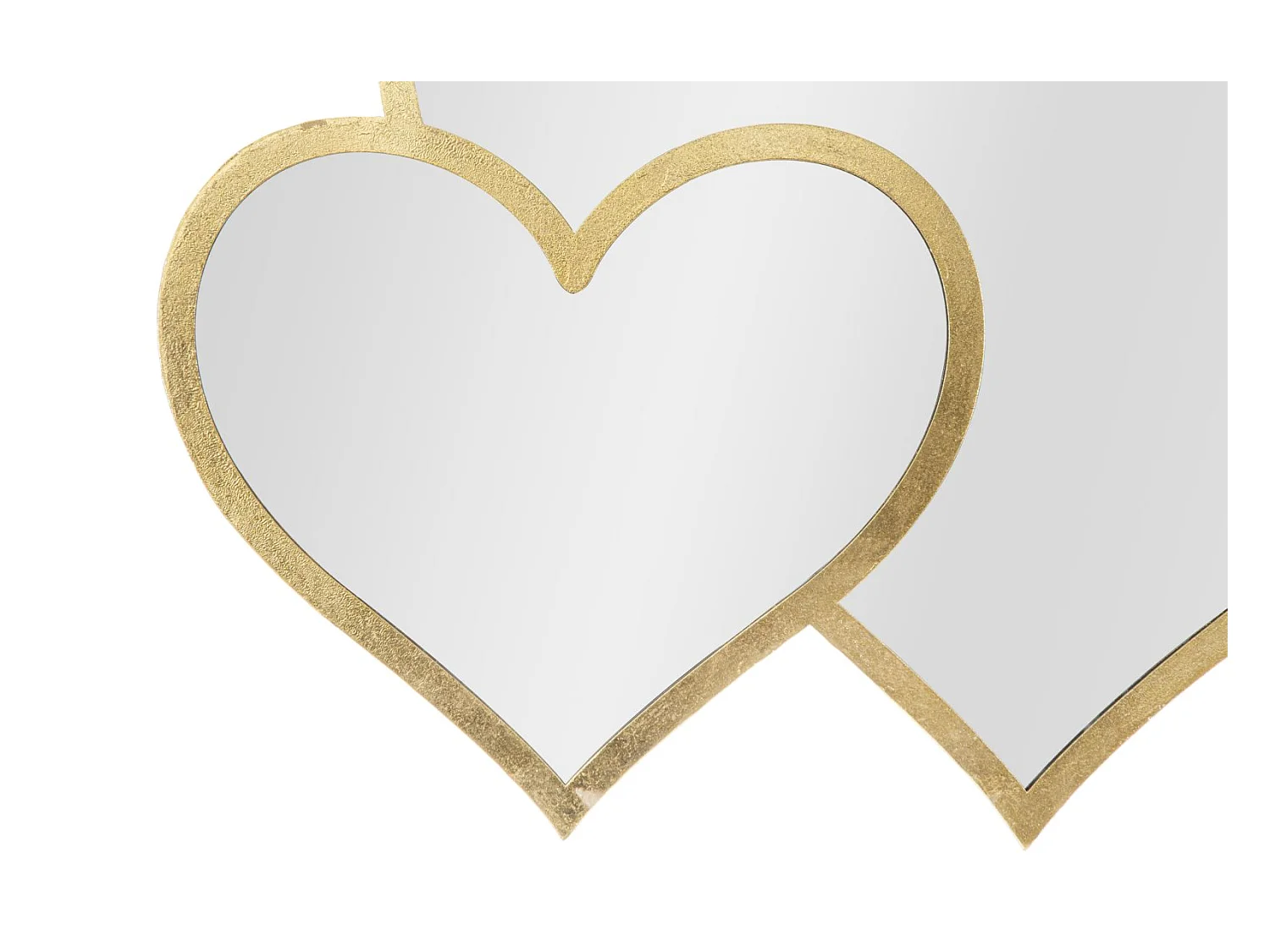 Double Miroir Mural Déco "Cœurs" 65cm Or