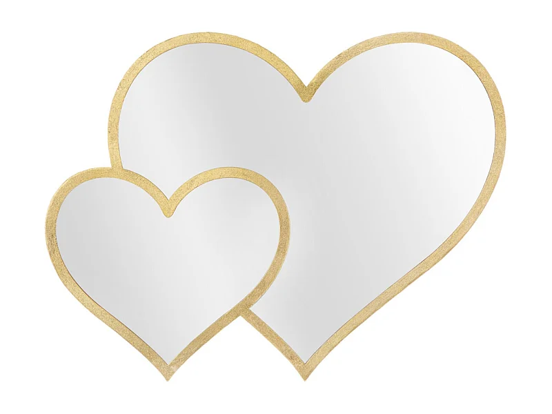 Specchio da parete cuori in metallo dorato cm 65x2x50