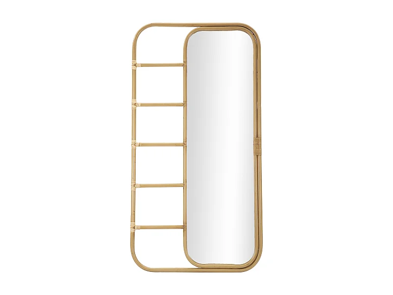 Miroir Échelle Déco Effet Rotin "Panama" 151cm Naturel