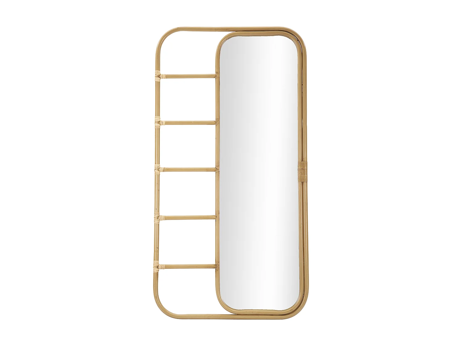 Miroir Échelle Déco Effet Rotin "Panama" 151cm Naturel