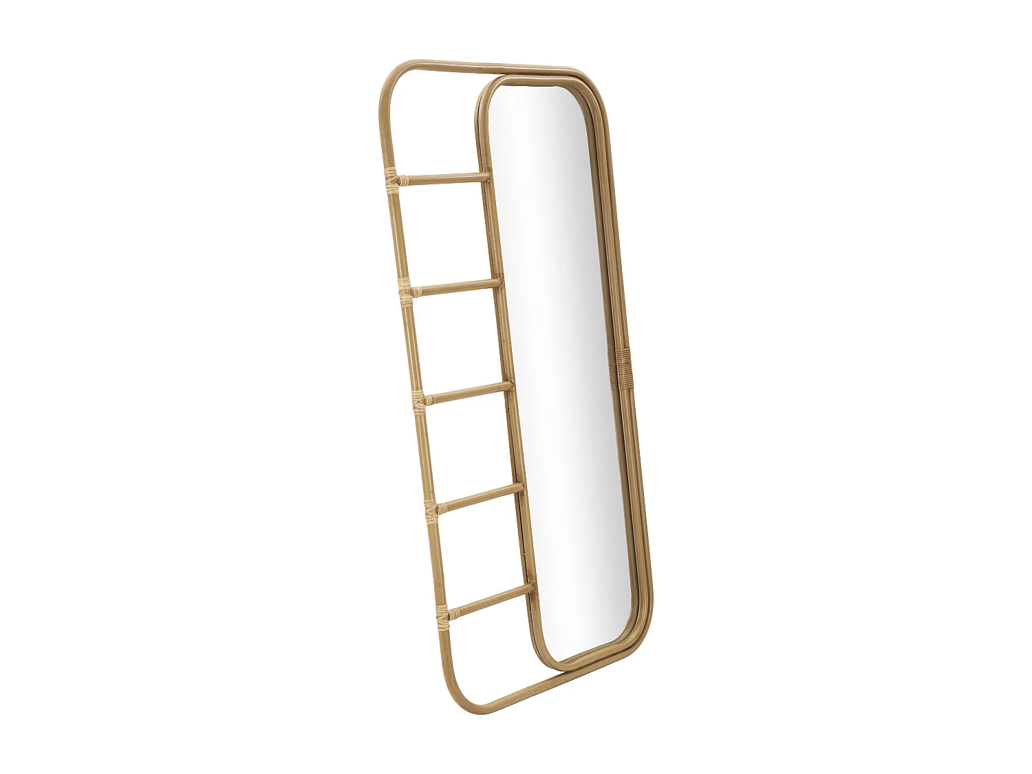 Miroir Échelle Déco Effet Rotin "Panama" 151cm Naturel