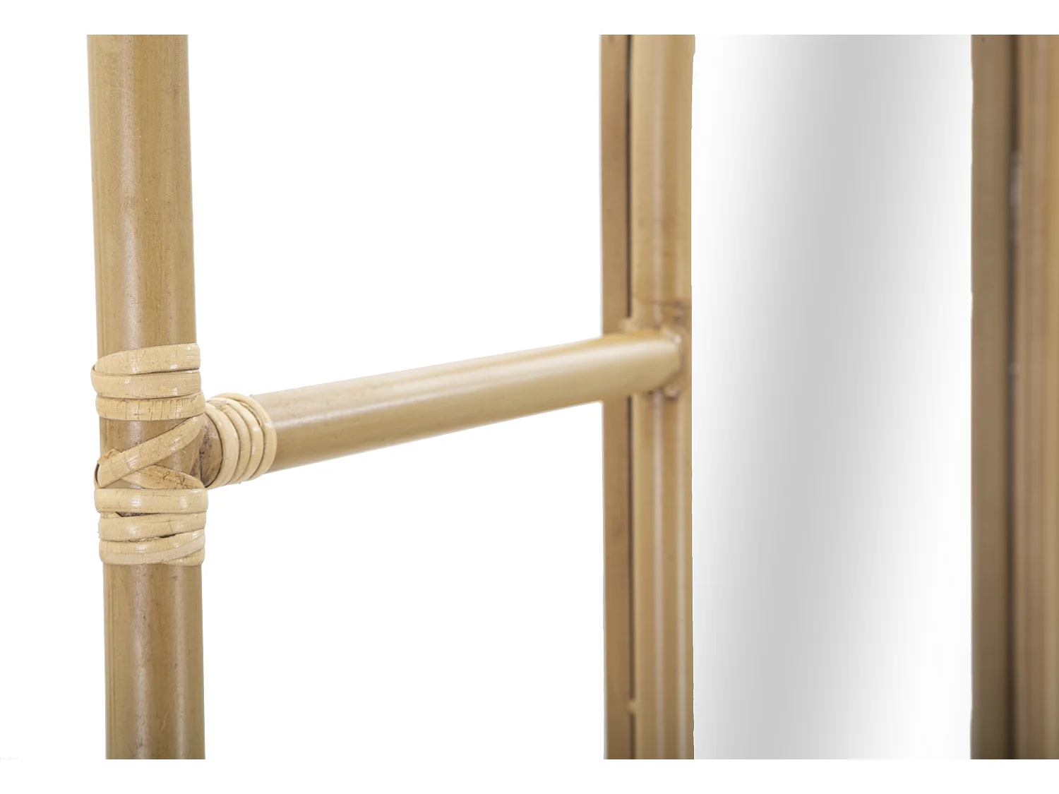 Miroir Échelle Déco Effet Rotin "Panama" 151cm Naturel