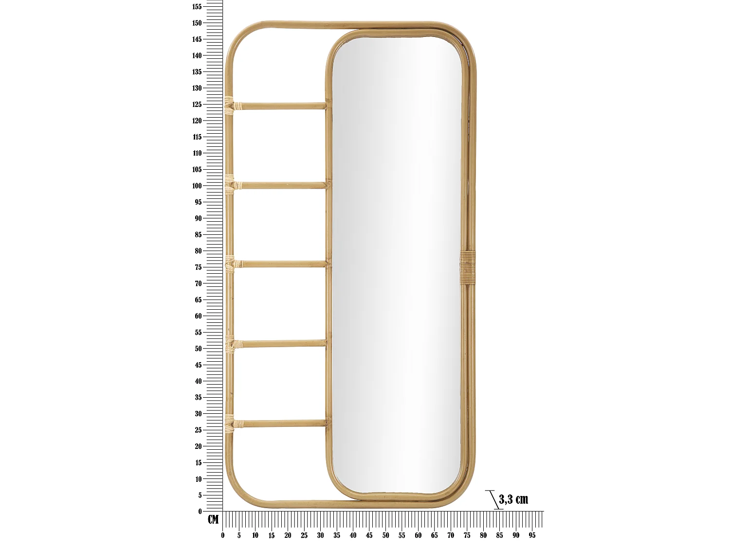 Specchio da pavimento in metallo marrone cm 77,5x3,3x151