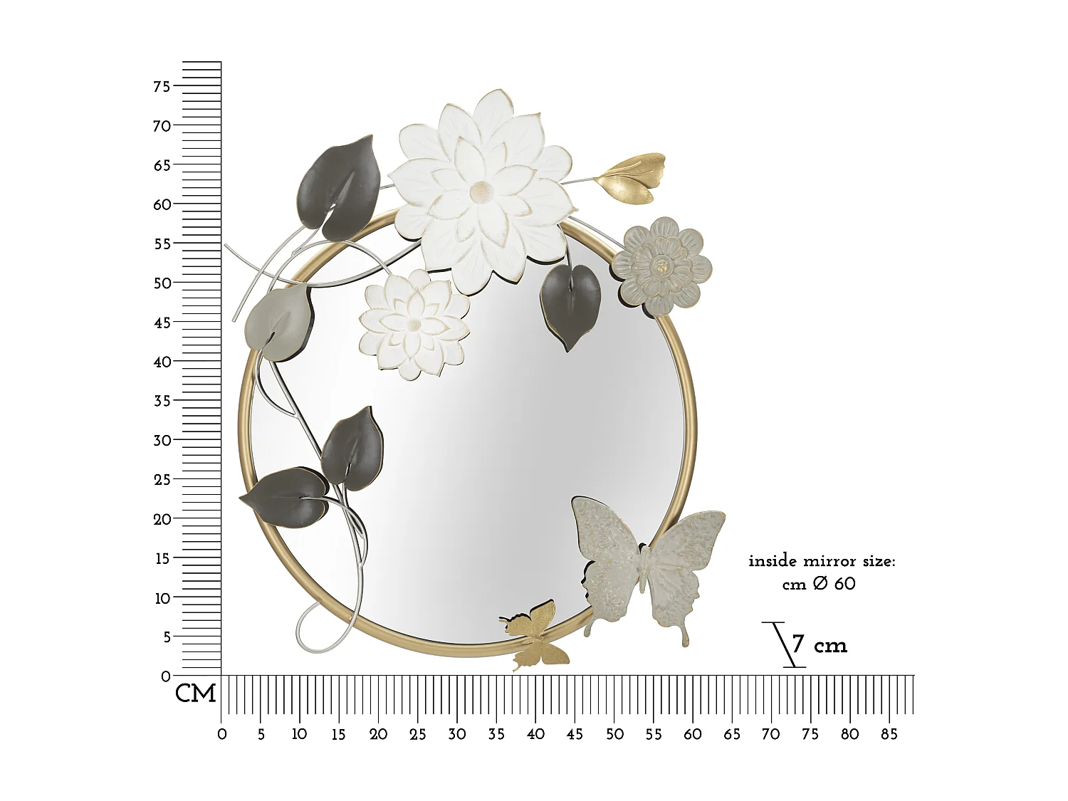 Miroir Mural Déco "Tonis" 74cm Multicolore