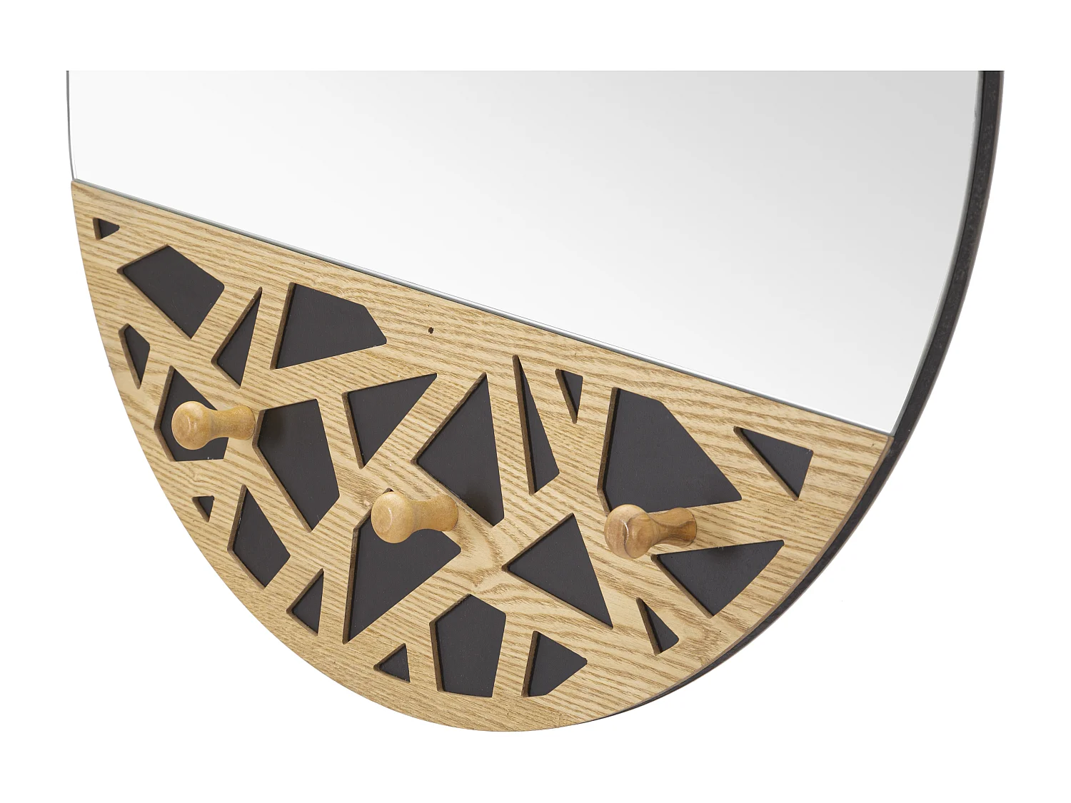 Specchio da parete con appendiabiti in legno marrone cm 60x5,3x90