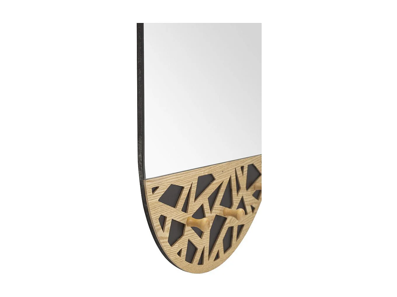 Miroir Mural Avec 3 Crochets "Triangle" 90cm Naturel & Noir