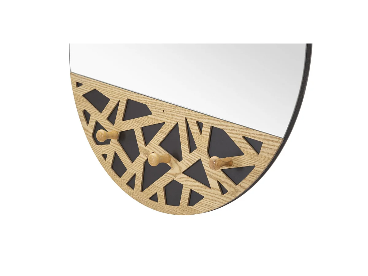 Specchio da parete con appendiabiti in legno marrone cm 60x5,3x90