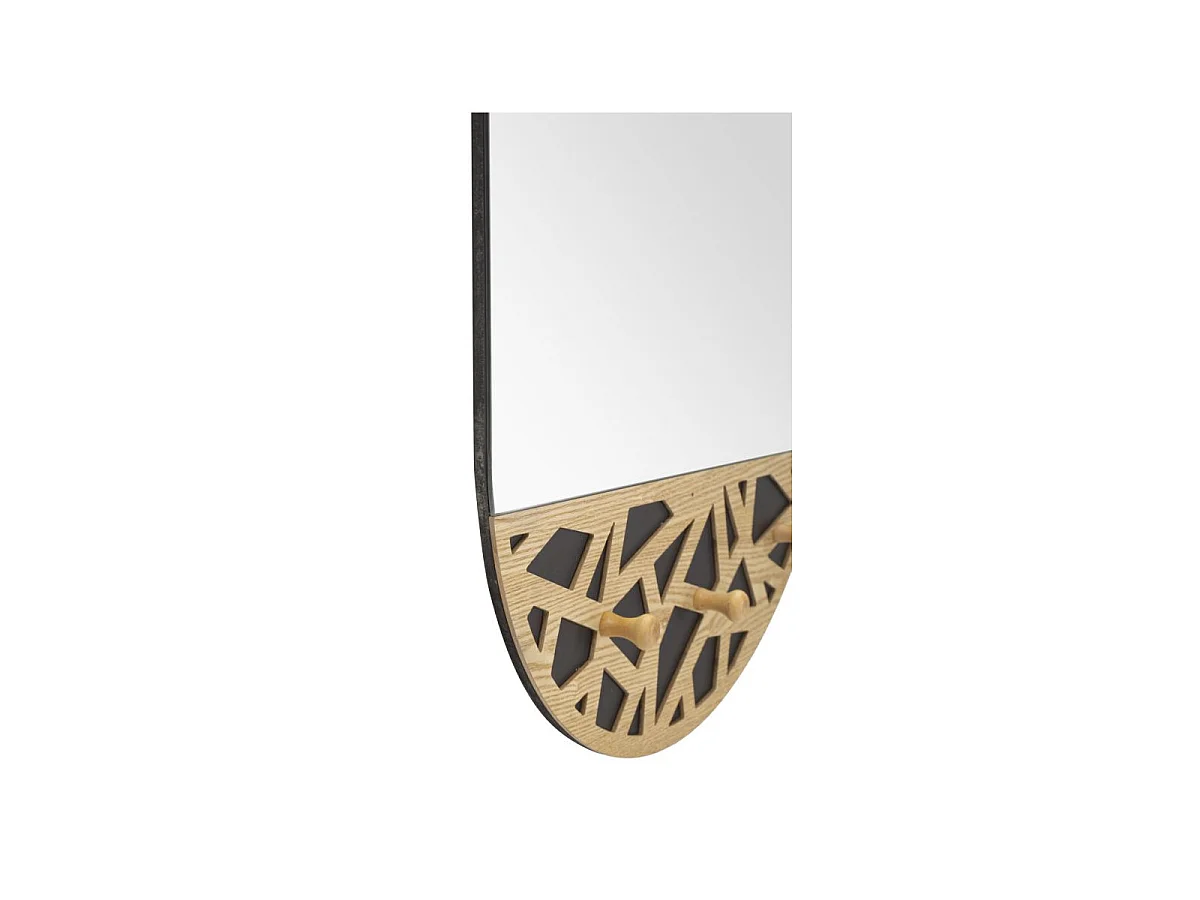 Specchio da parete con appendiabiti in legno marrone cm 60x5,3x90
