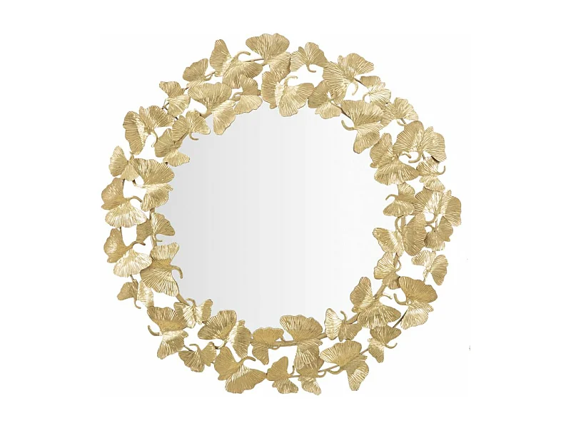 Miroir Mural Design "Feuilles" 87cm Or