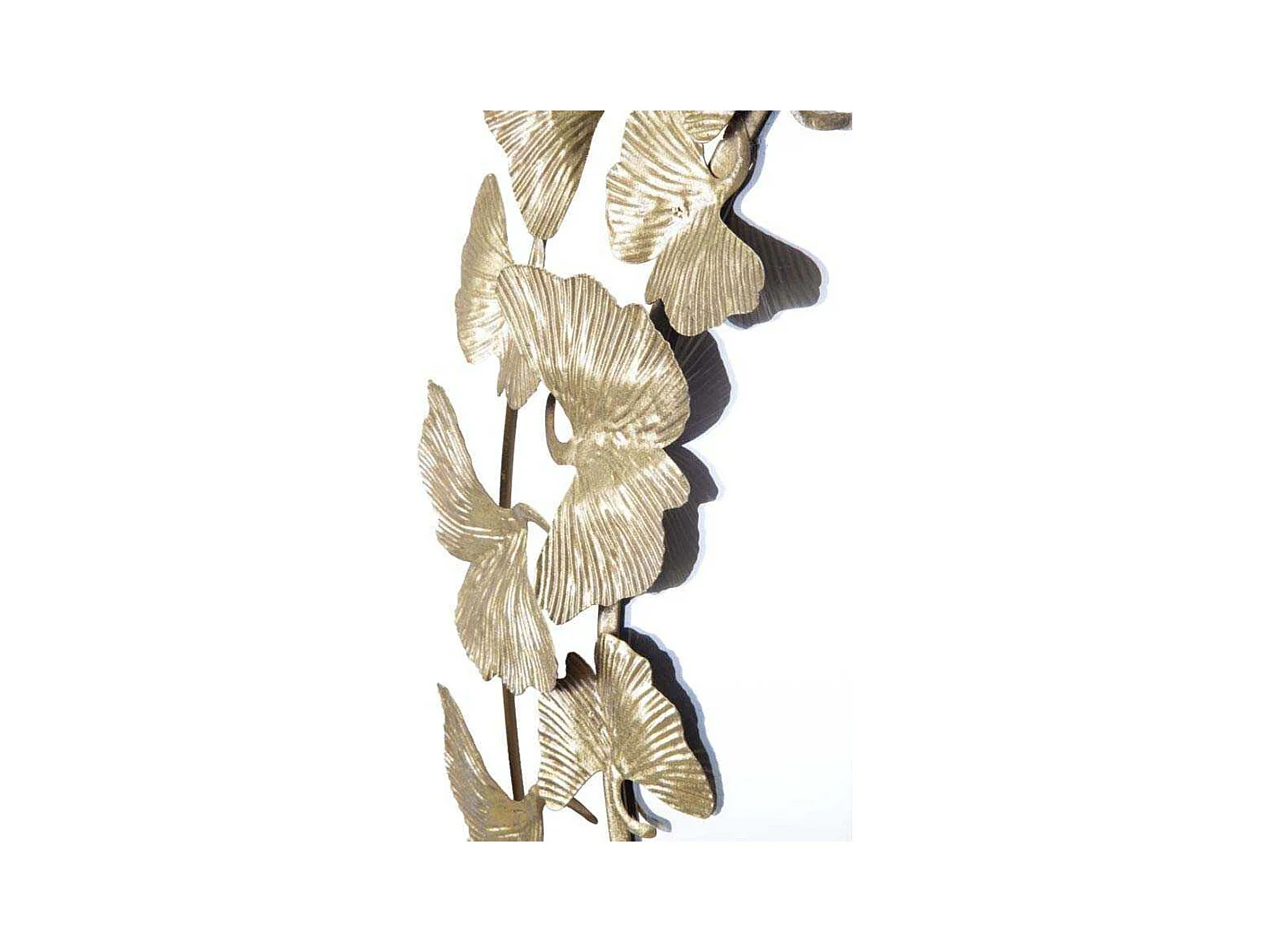 Specchio da parete rotondo con foglie in metallo dorato Ø cm 87x2,5