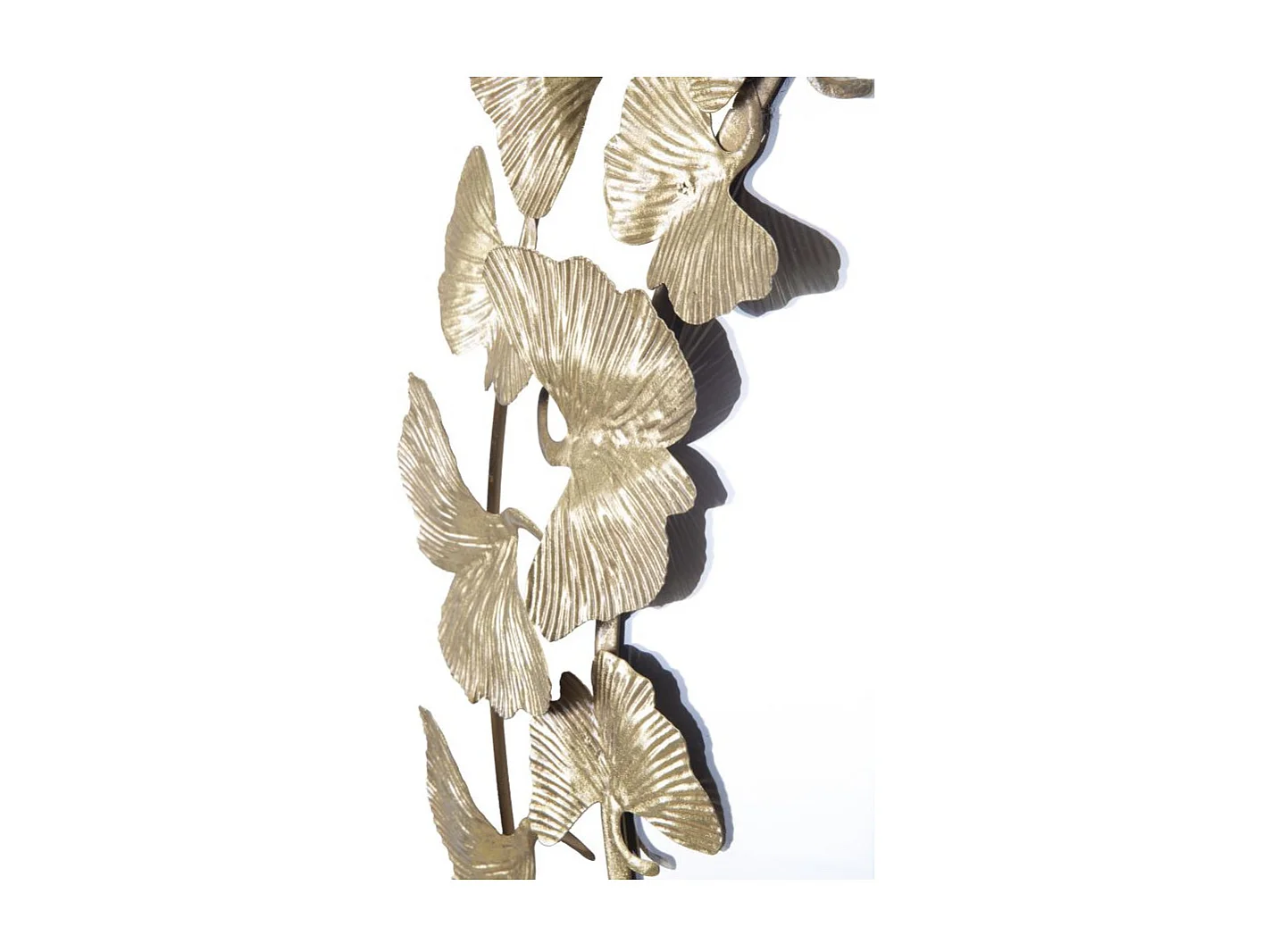 Ronde wandspiegel met gouden metalen bladeren Ø 87x2,5 cm