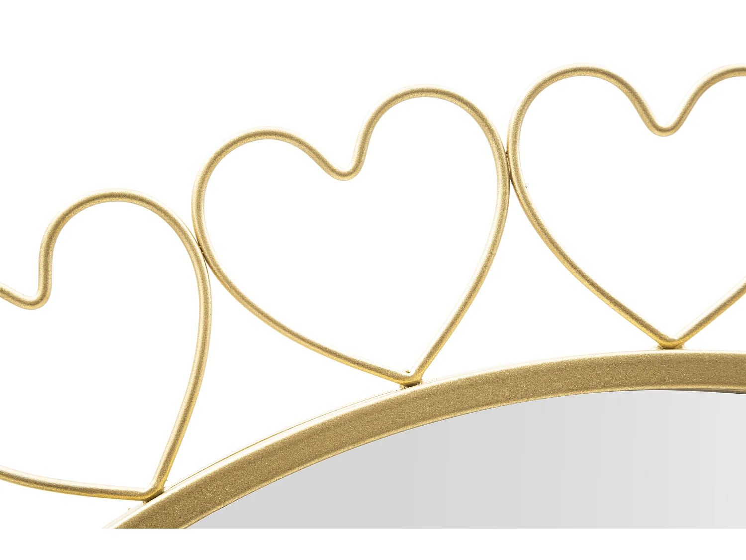 Specchio rotondo da parete con cuoricini in metallo dorato Ø cm 80x2,5