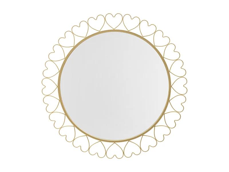 Miroir Mural Déco "Hearts" 80cm Or