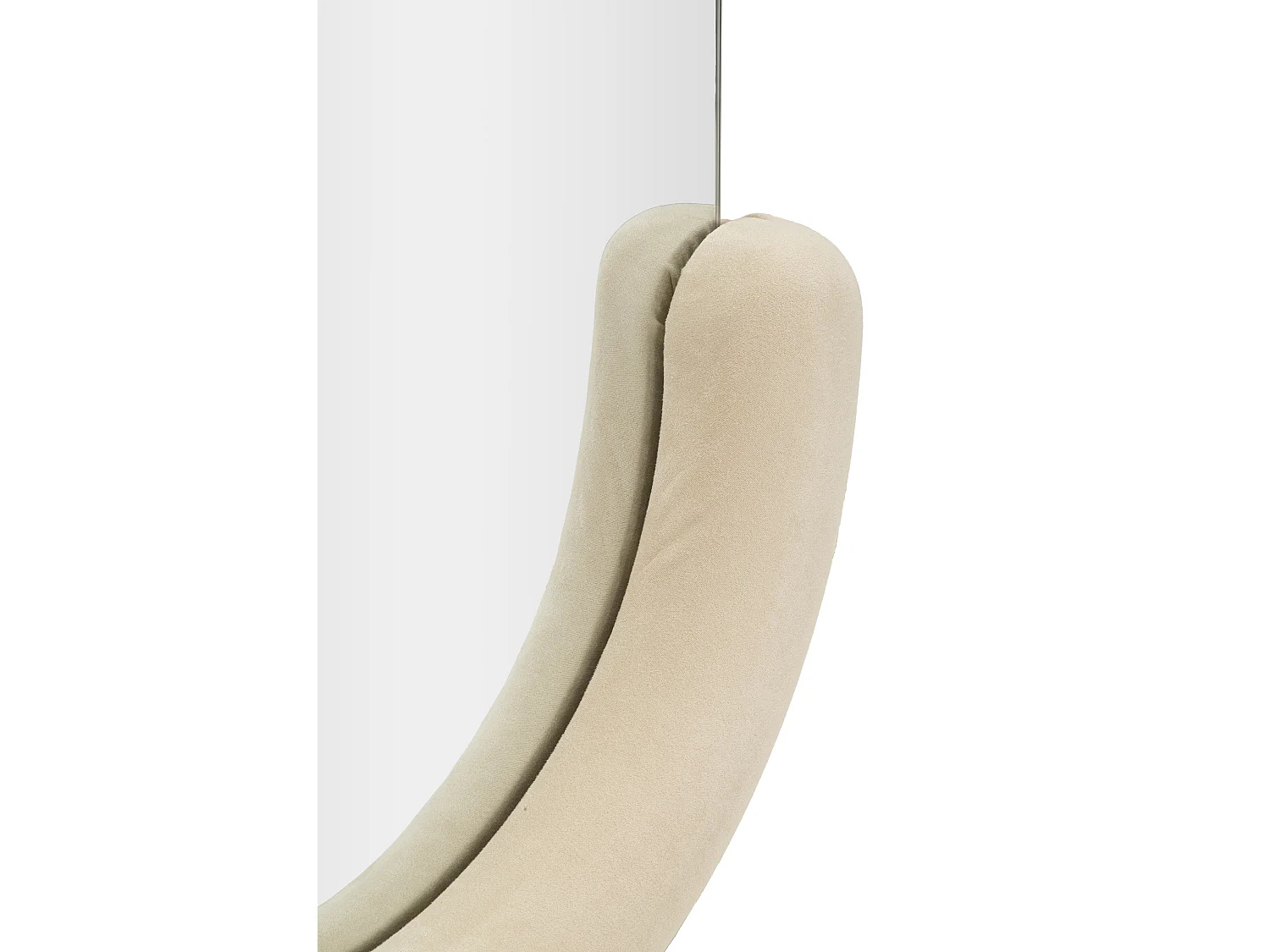 Specchio da parete in velluto beige cm 60x7x160