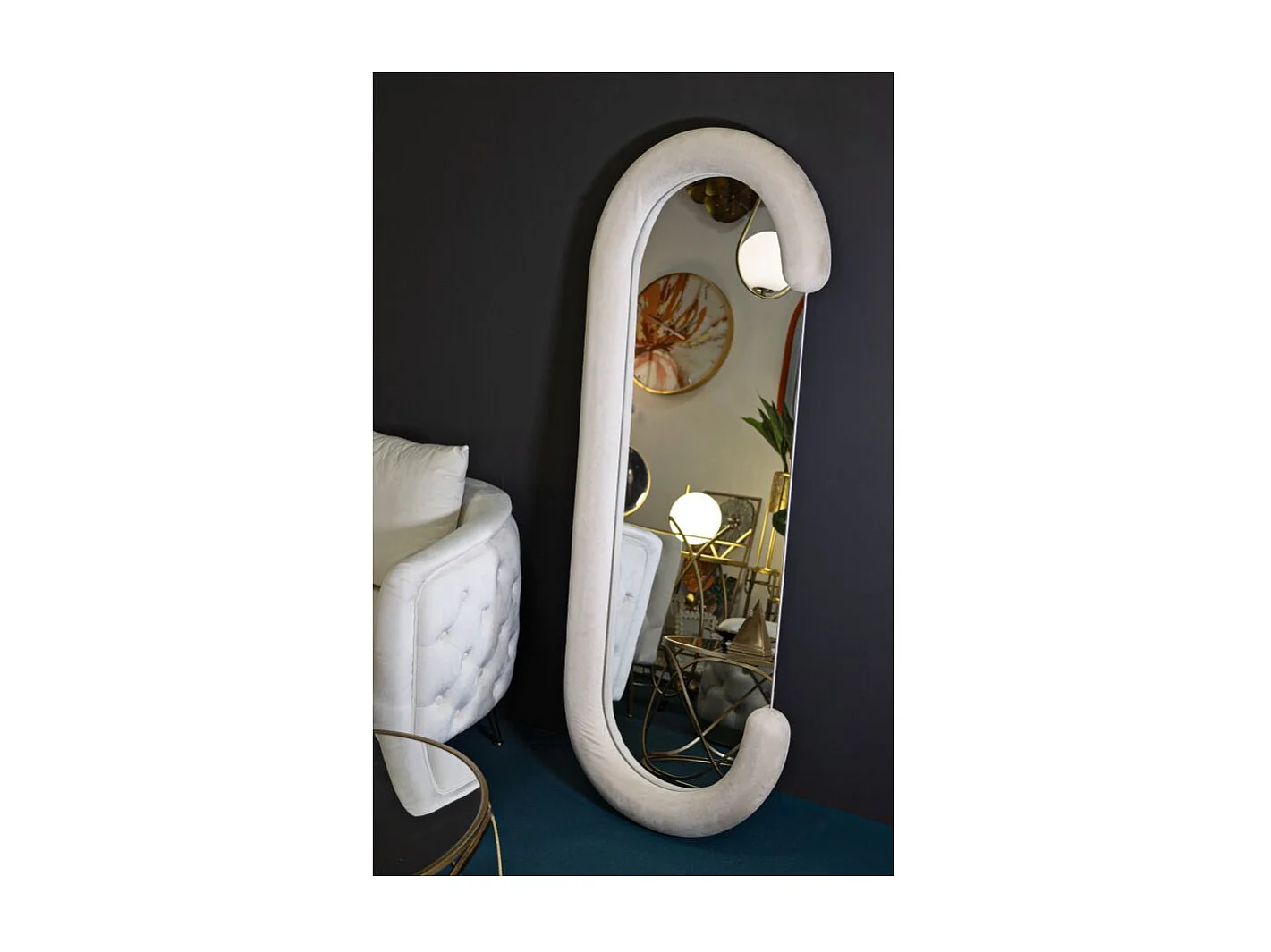 Miroir Mural en Velours "Chantal" 160cm Crème