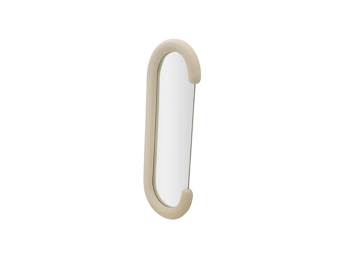 Beige fluwelen wandspiegel 60x7x160 cm