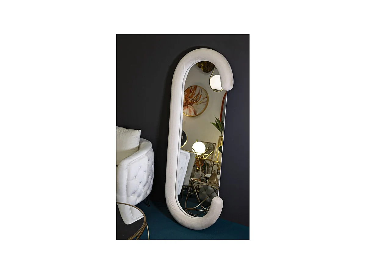 Beige fluwelen wandspiegel 60x7x160 cm