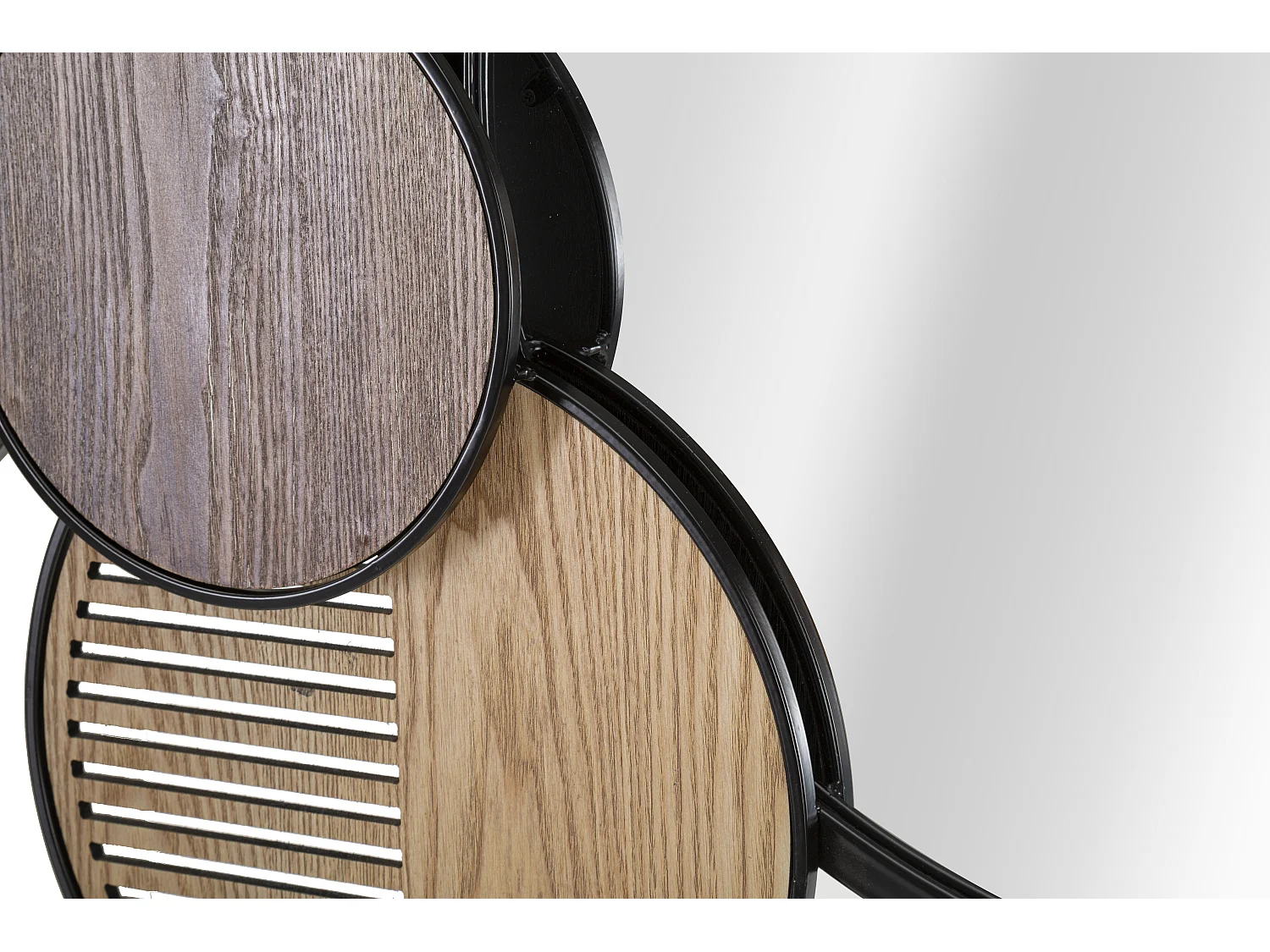 Specchio da parete in metallo e legno marrone e nero cm 123,2x4,4x63,5