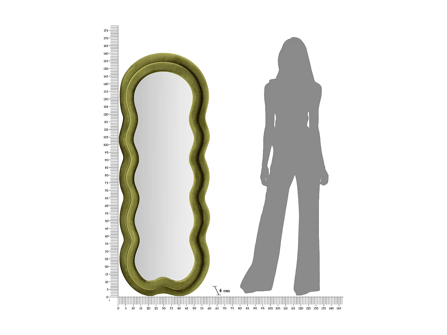 Miroir Mural en Velours "Wavy" 160cm Vert