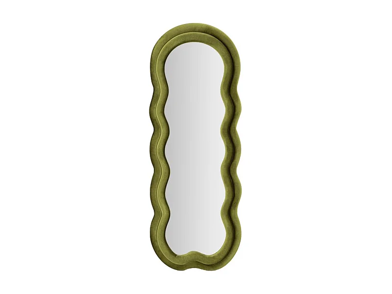 Espejo de pared o de pie diseño ondulado en terciopelo 60x160cm Miki - Verde oscuro