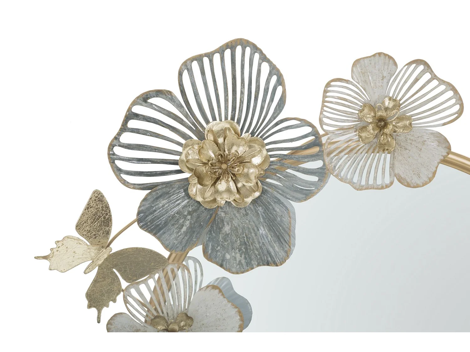 Specchio da parete con fiori in metallo multicolore cm 63x6,4x70,5