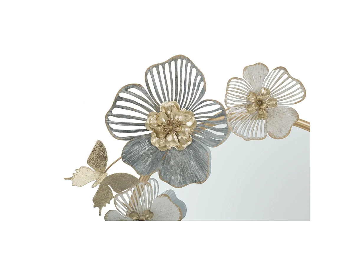 Wandspiegel met veelkleurige metalen bloemen, 63 x 6,4 x 70,5 cm