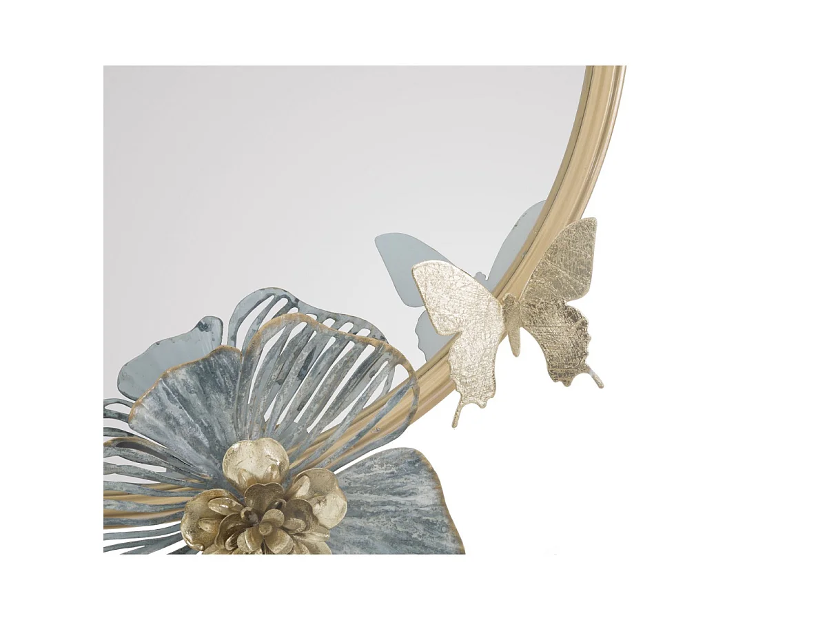 Wandspiegel met veelkleurige metalen bloemen, 63 x 6,4 x 70,5 cm