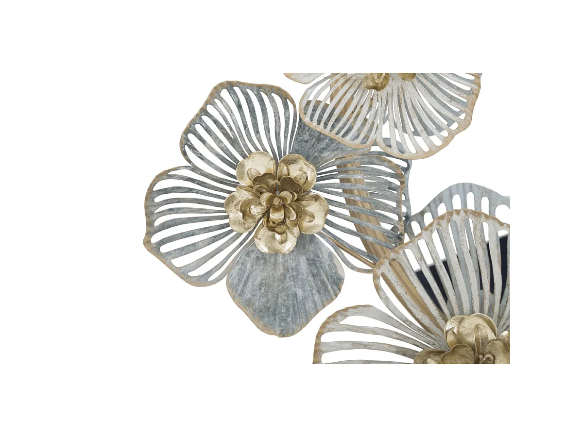 Wandspiegel met veelkleurige metalen bloemen, 63 x 6,4 x 70,5 cm