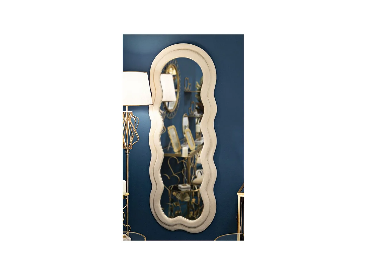 Miroir Mural en Velours "Wavy" 160cm Crème