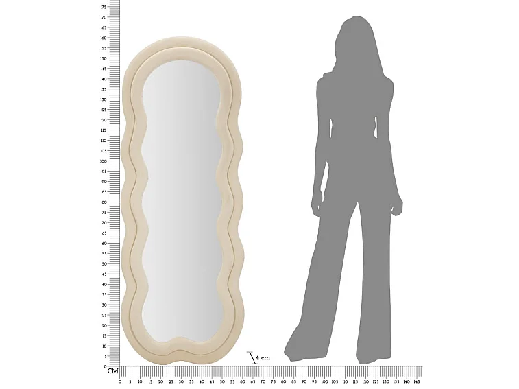 Miroir Mural en Velours "Wavy" 160cm Crème