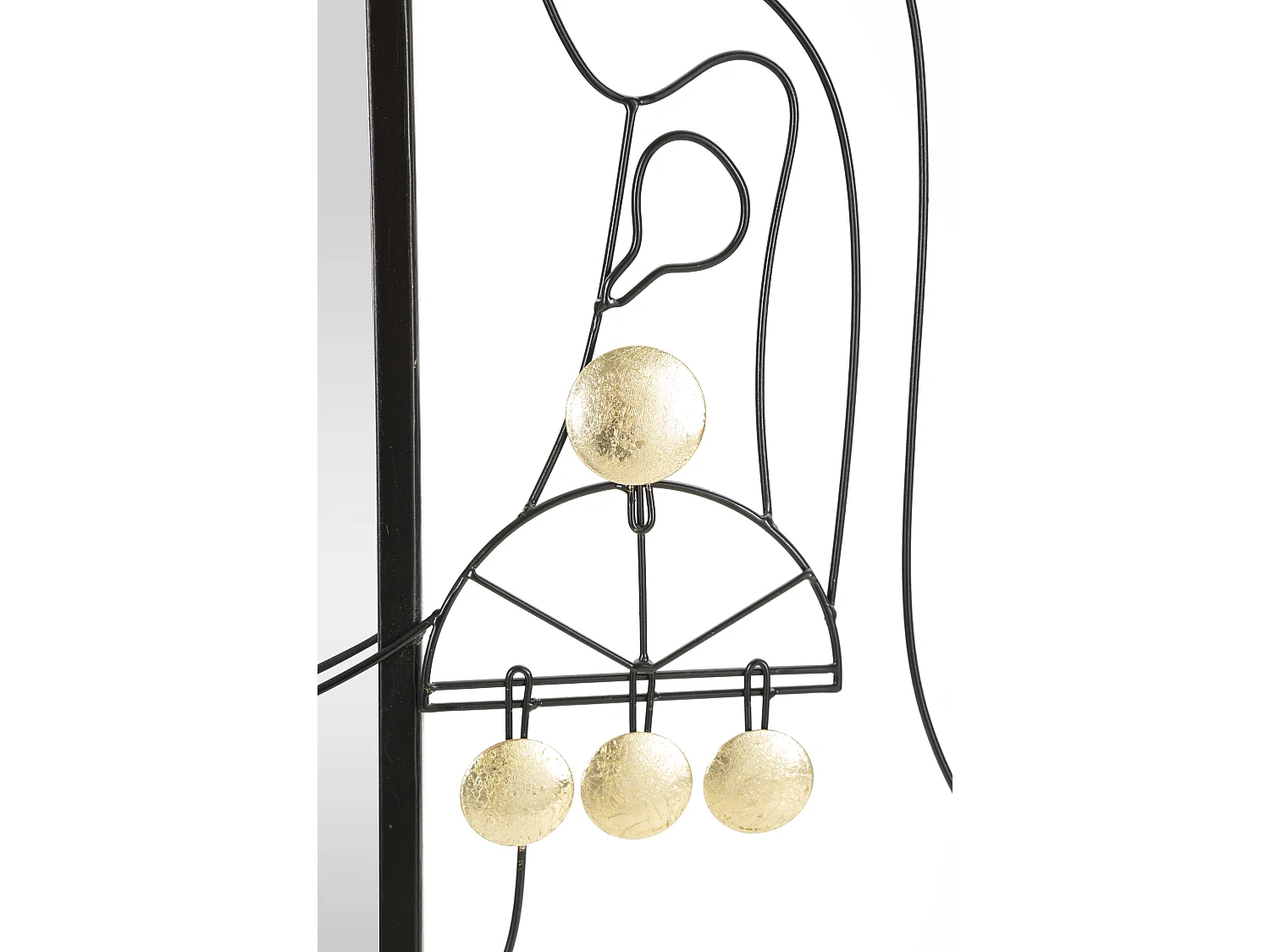 Specchio rotondo da parete in metallo nero ragazza cm 64,8x3,8x85