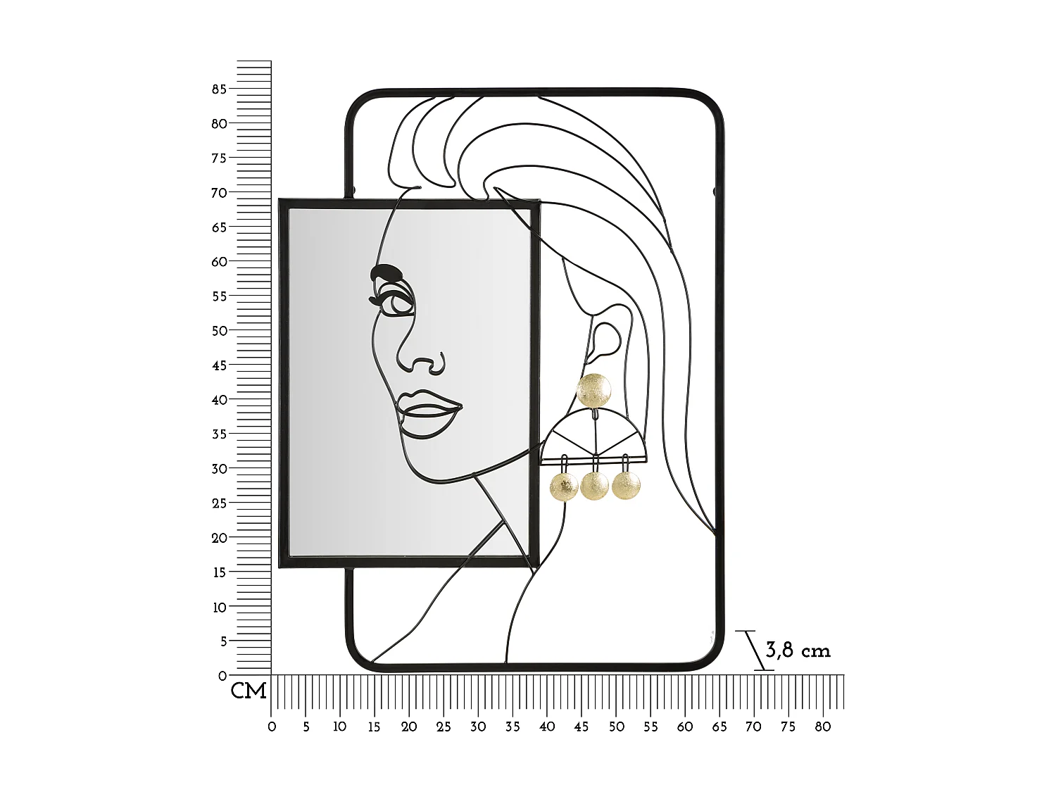 Miroir Mural Design "Éleanor" 85cm Noir