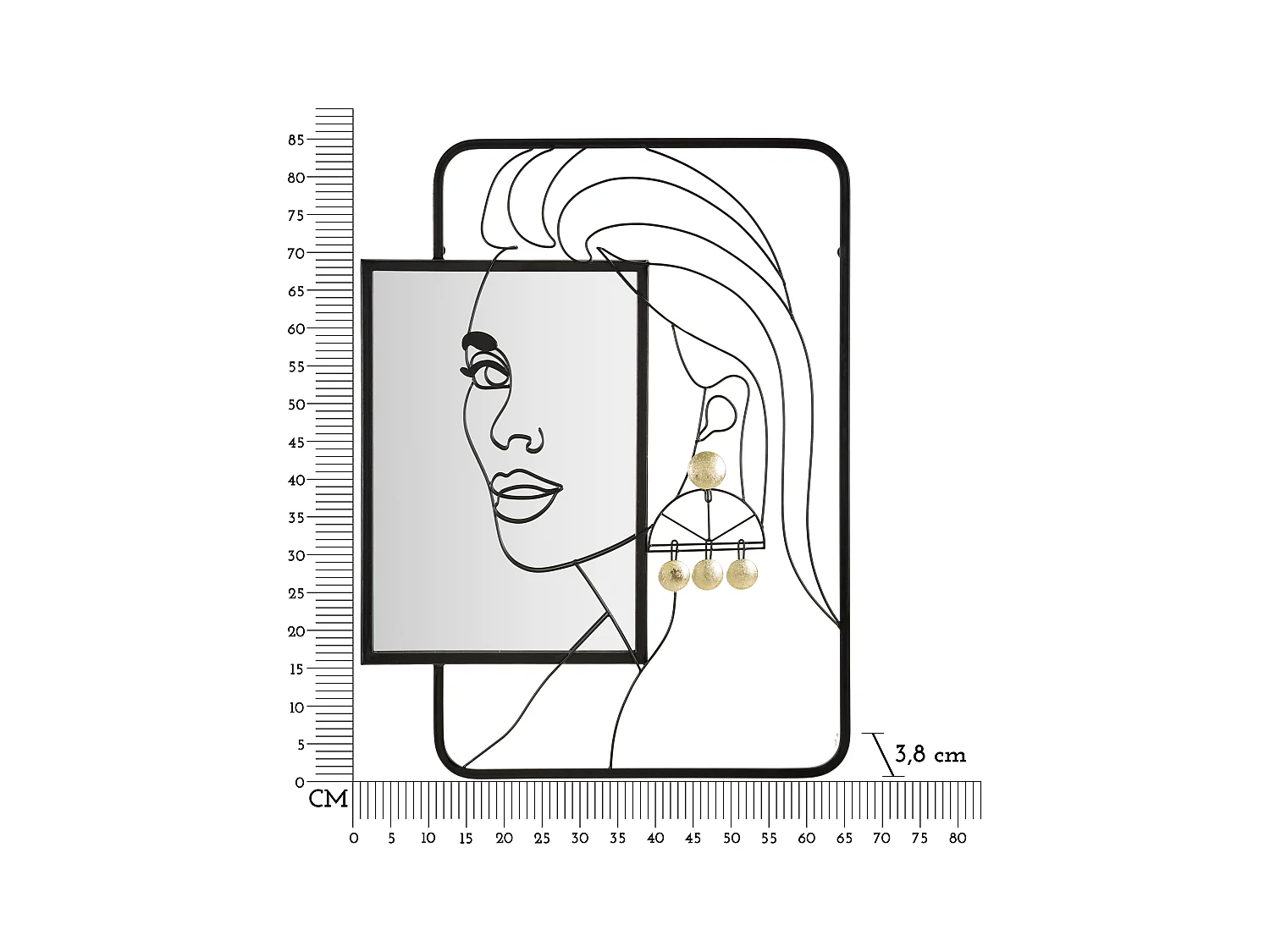 Miroir Mural Design "Éleanor" 85cm Noir