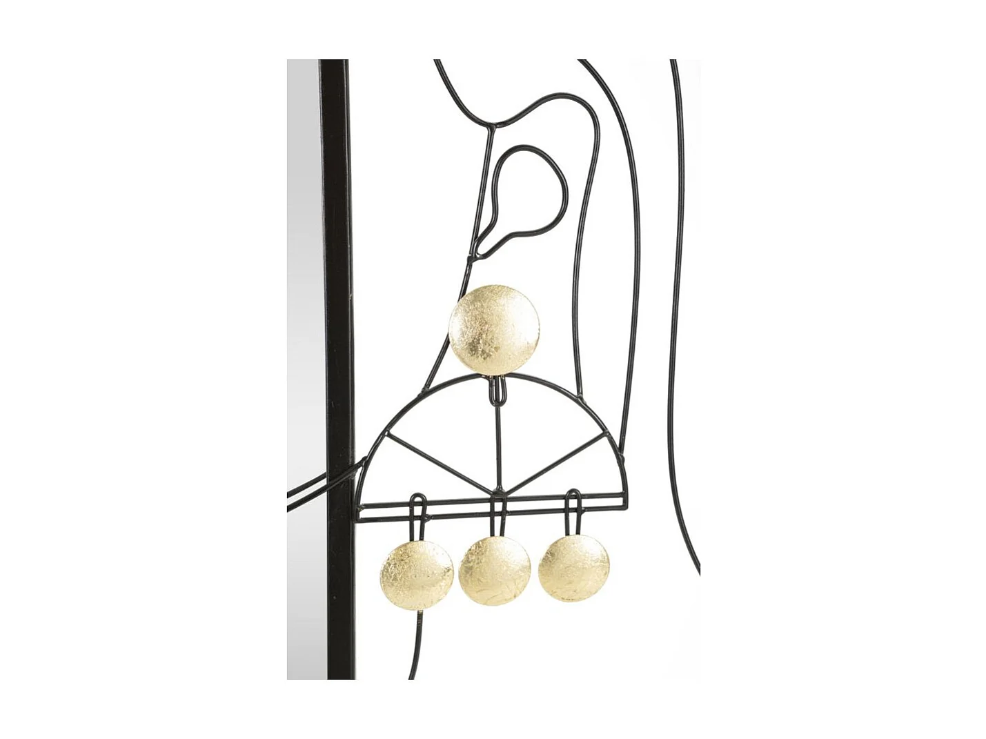 Ronde zwarte metalen wandspiegel voor meisjes, 64,8 x 3,8 x 85 cm