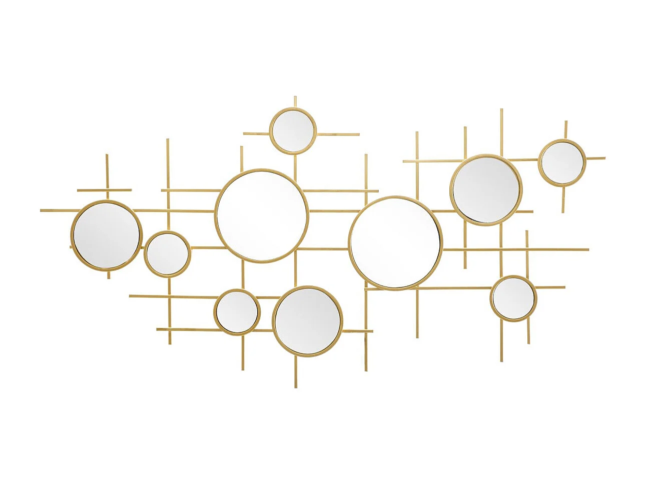 Miroir Mural Composition Déco "Gloxy" 117cm Or