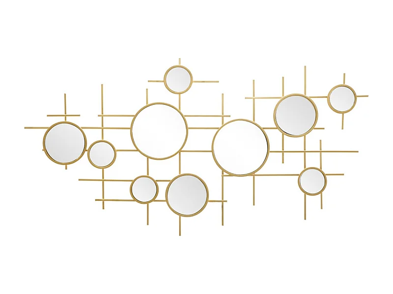 Miroir Mural Composition Déco "Gloxy" 117cm Or