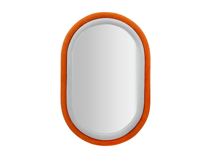 Specchio da parete in velluto arancione cm 60x4x90