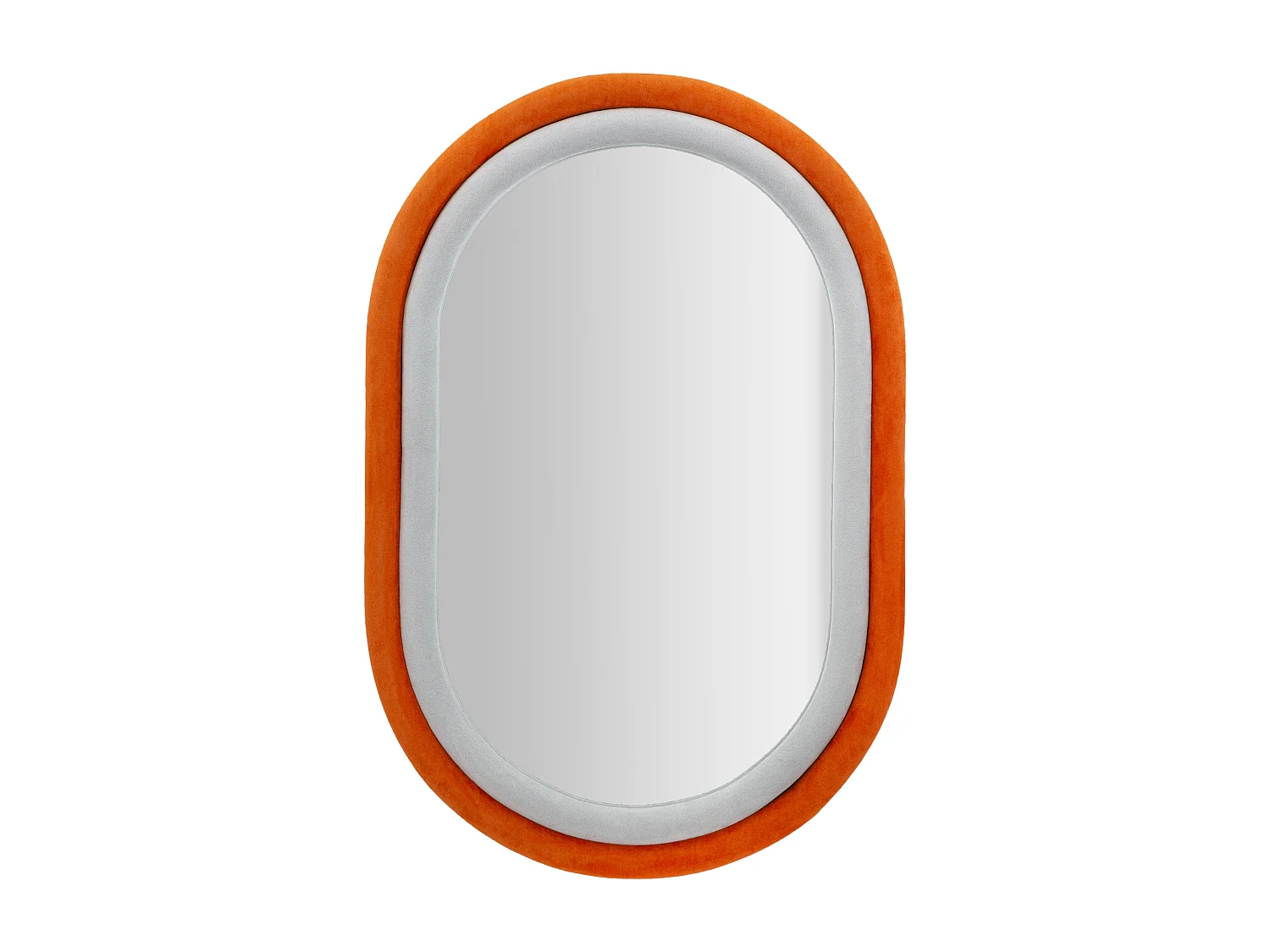 Specchio da parete in velluto arancione cm 60x4x90