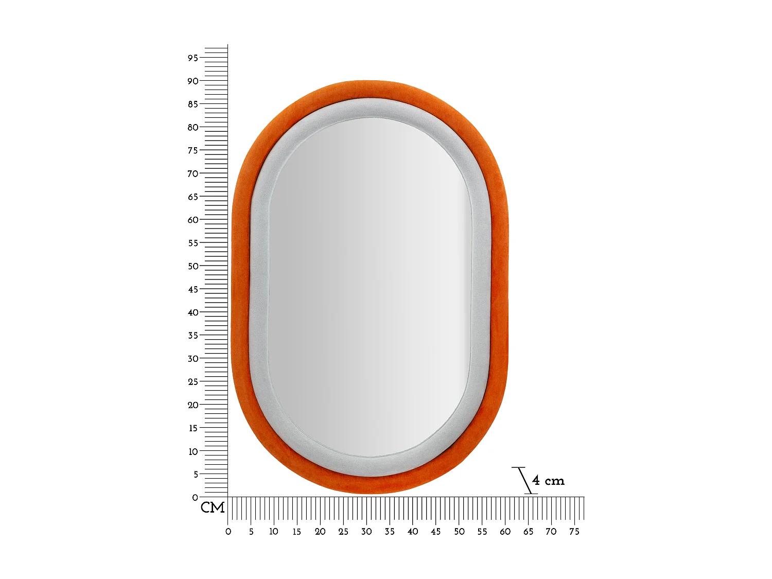 Miroir Mural en Velours "Anthony" 90cm Gris & Orange