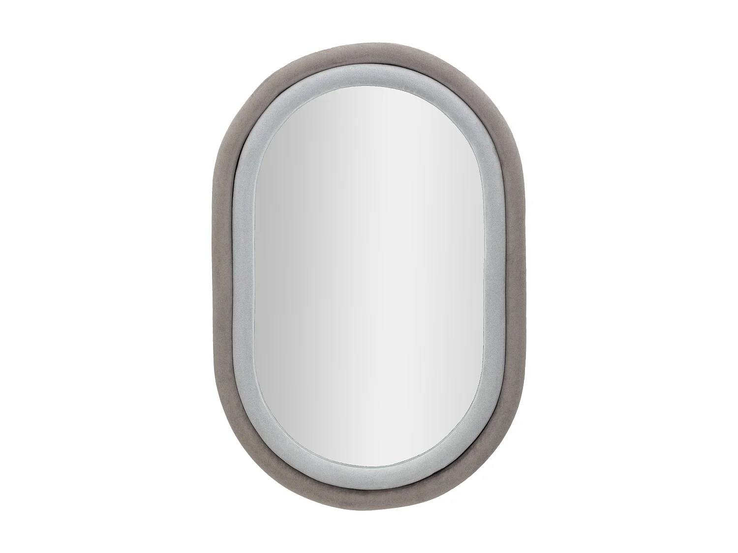 Specchio da parete in velluto grigio cm 60x4x90