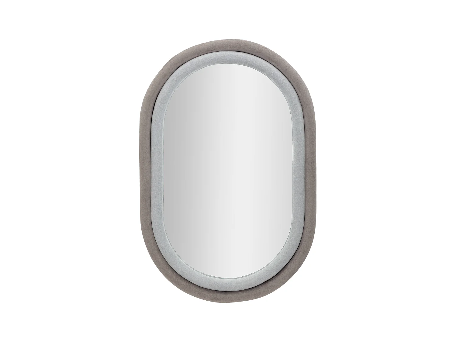 Miroir Mural antony en Velours Gris/Mix, 60x4x90 cm, Cadre en Bois Ovale