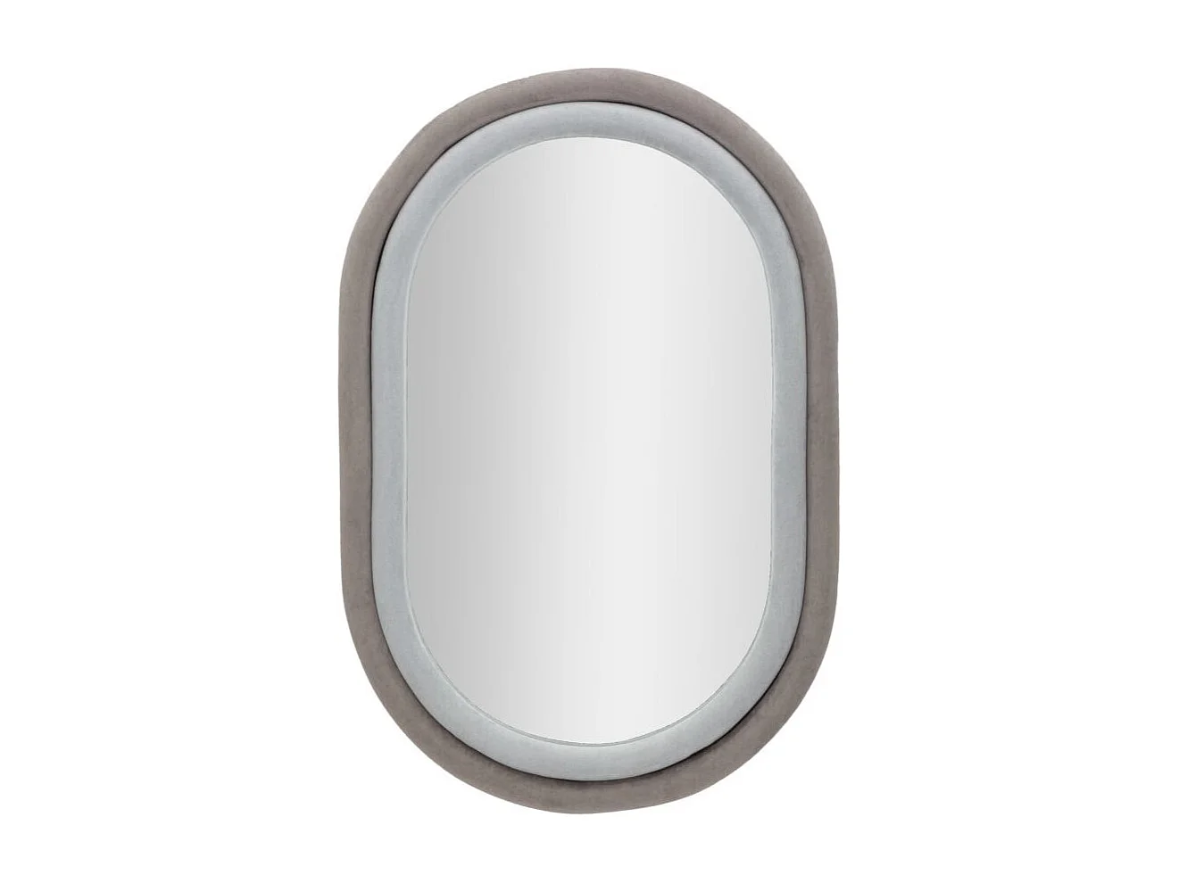 Ovaler Wandspiegel mit grauem Samtrahmen 90x60x4cm Antony